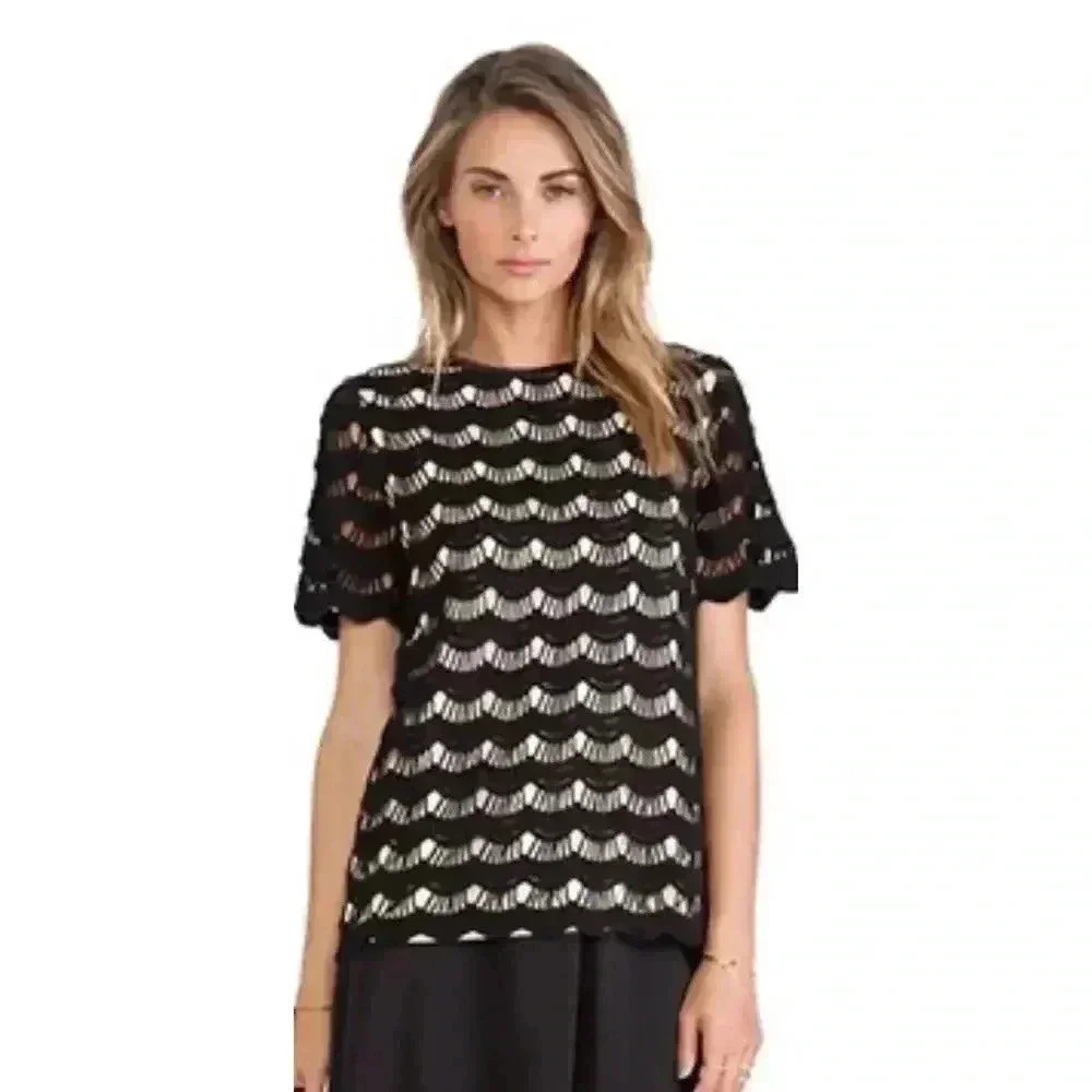 Kate Spade Black Crochet Lined Tunic Size 4